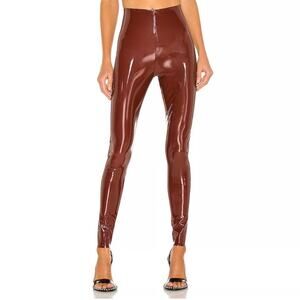 Commando Faux Patent Leather Leggings Pants Control Top Burgundy size S